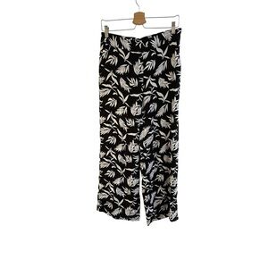 Loft Black and White Leaf Print Pants
